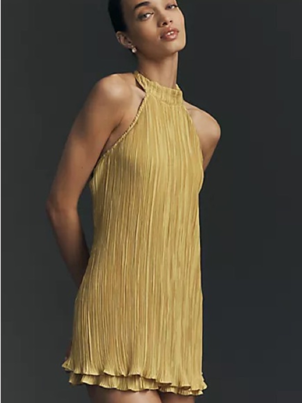 Anthropologie Pleated Halter Mini Dress Lightweight Women’s Size 2 NWT